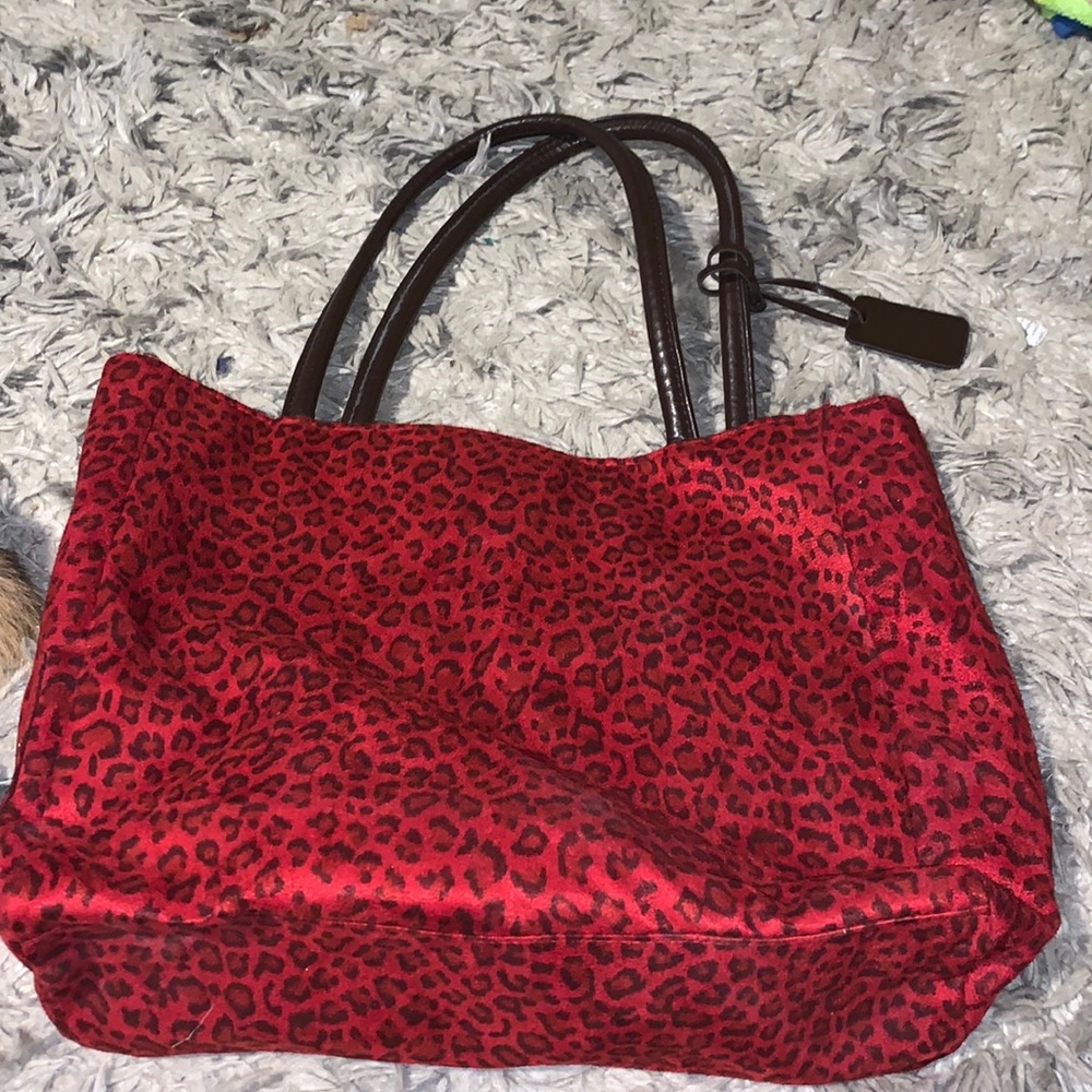 Stunning Neiman Marcus Red Cheetah Print Bag